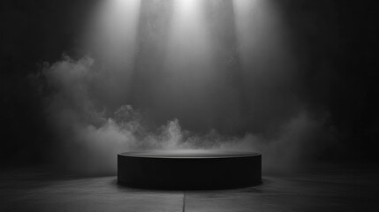 Dark Stage with Spotlight and Smoke