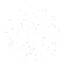 Gold glitter dots on transparent background. Gold glitter particles splatter. Golden sparkle confetti. Shiny glittering dust luxury design element