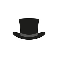 Top hat icon. Cylinder hat. Vector illustration and drawing on a white background.