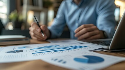 Executives reviewing an annual financial and growth report, with a column chart displaying the company's progress by 2025. The data is critical for future planning
