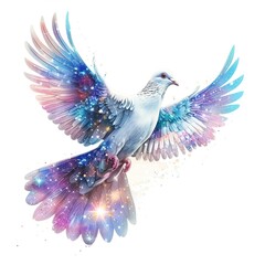 Obraz premium Dove cosmic fantasy animal cartoon isolated whitebackground 16:9
