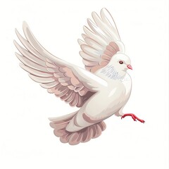 Fototapeta premium Dove Time element animal cartoon isolated whitebackground 16:9