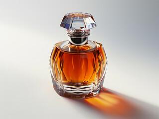 Elegant Glass Bottle of Fragrance With Deep Amber Color and Sparkling Top
