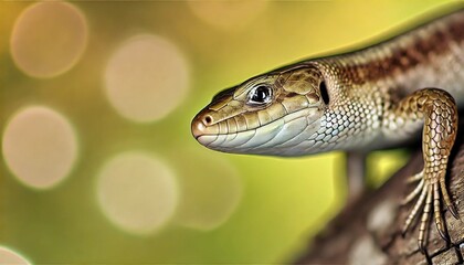 Close-Up of Lizard on Tree with Background
