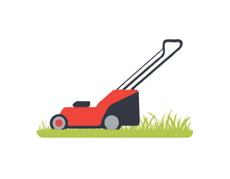 red lawn mower on green grass clip art preview