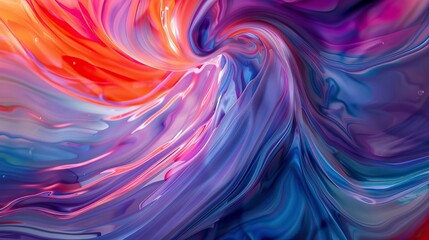 Obraz premium A mesmerizing swirl of colors, blending purple, orange, and blue in a fluid abstract pattern, perfect for artistic backgrounds.