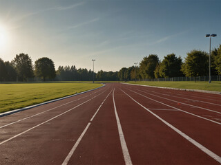 Fototapeta premium Empty Running Track with White Lines