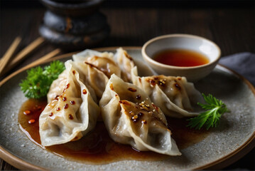 Delicious Steamed Japanese Gyoza Dumpling