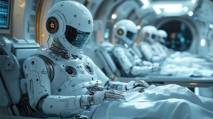 Fototapeta premium Futuristic Medical Facility with Advanced Robotics