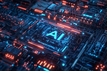 Fototapeta premium A computer chip with the letters AI on it