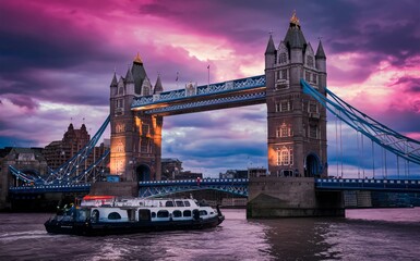 Tower Bridge opening for a boat England