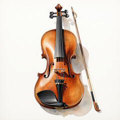 Fototapeta premium Watercolor Violin, clipart Illustration, Generative Ai
