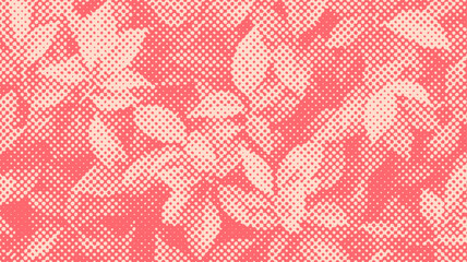 Abstract halftone background with silhouettes of home flowers. Vector illustration.	
