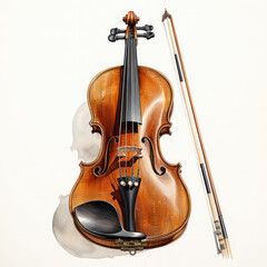 Fototapeta premium Watercolor Violin, clipart Illustration, Generative Ai