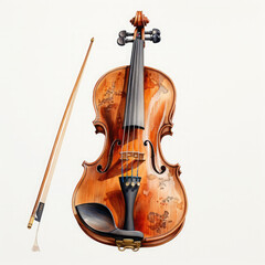 Watercolor Violin, clipart Illustration, Generative Ai
