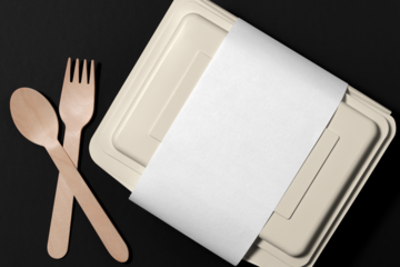 Food container png label mockup, transparent design