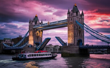 Obraz premium Tower Bridge opening for a boat England