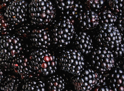 Bunch of tasty ripe blackberries as background, close up