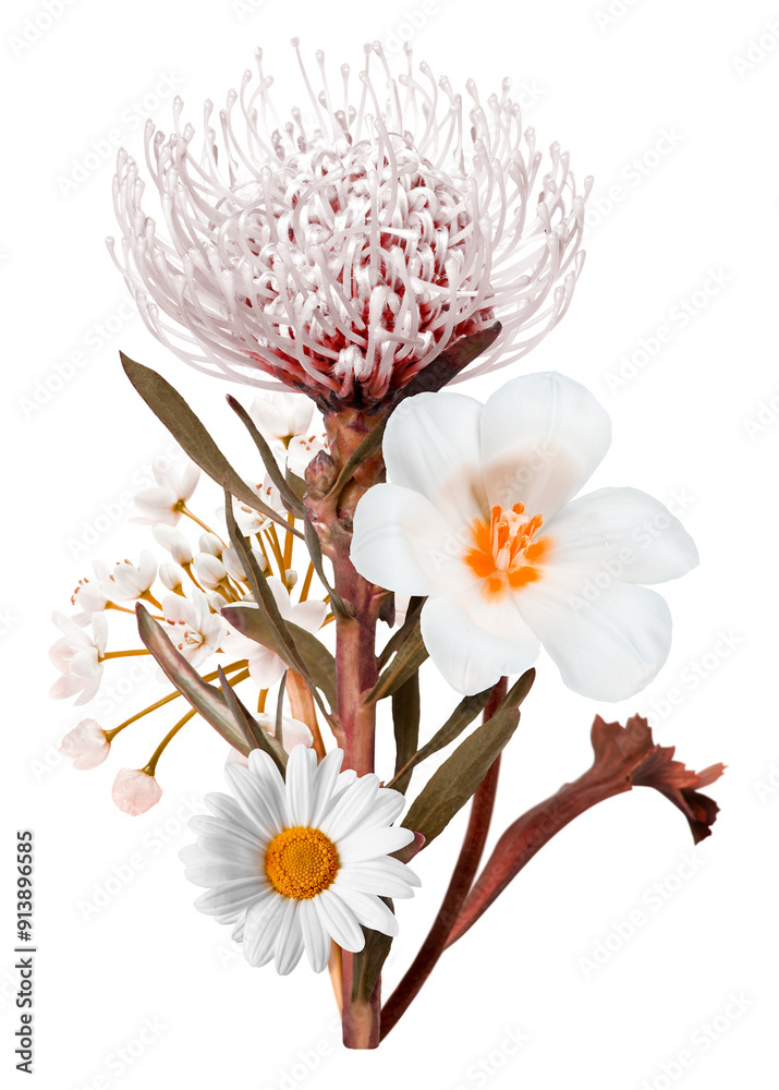 Poster Png arnelia flower collage element, botanical design in transparent background