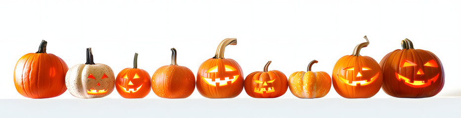 Halloween Pumpkins on white