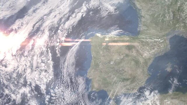 Zooming in on Braga, Portugal frome space - Perfect for Travel Intros and Backgrounds. Realistic 3D Animation.