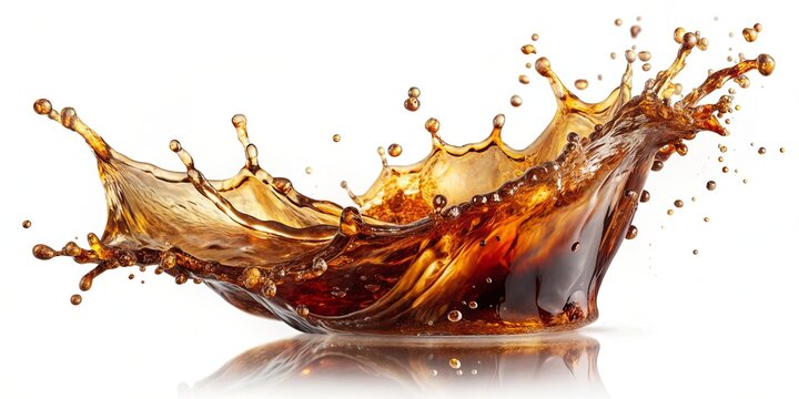 Cola splash isolated on white background, cola, splash, drink, soda, refreshment, beverage, liquid, droplets, isolated
