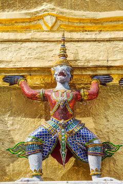 Close up of colorful sculpture, Grand Palace, Bangkok, Thailand