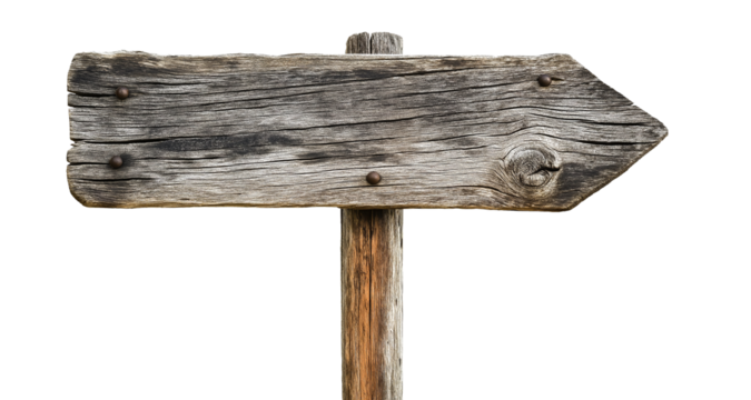 old wood guide signboard, rough weathered empty signpost text space plank cut out