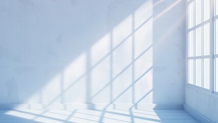 Obraz premium Soft blue empty room with window shadow