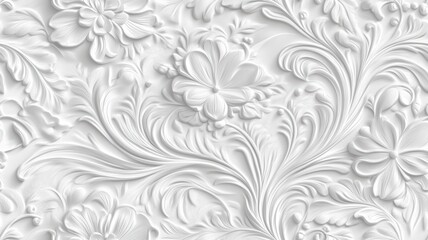 Seamless barocco scrollwork pattern venzel and whorl Royal vintage Victorian Gothic Rococo white background.