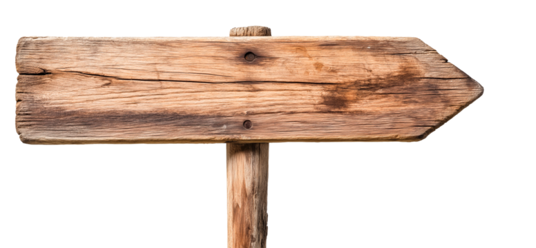 old wood guide signboard, rough weathered empty signpost text space plank cut out