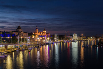 SUNSET - Sailing boats at representative quay of the port city
