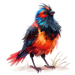 Fototapeta premium Finch murderer fantasy animal cartoon isolated whitebackground 16:9