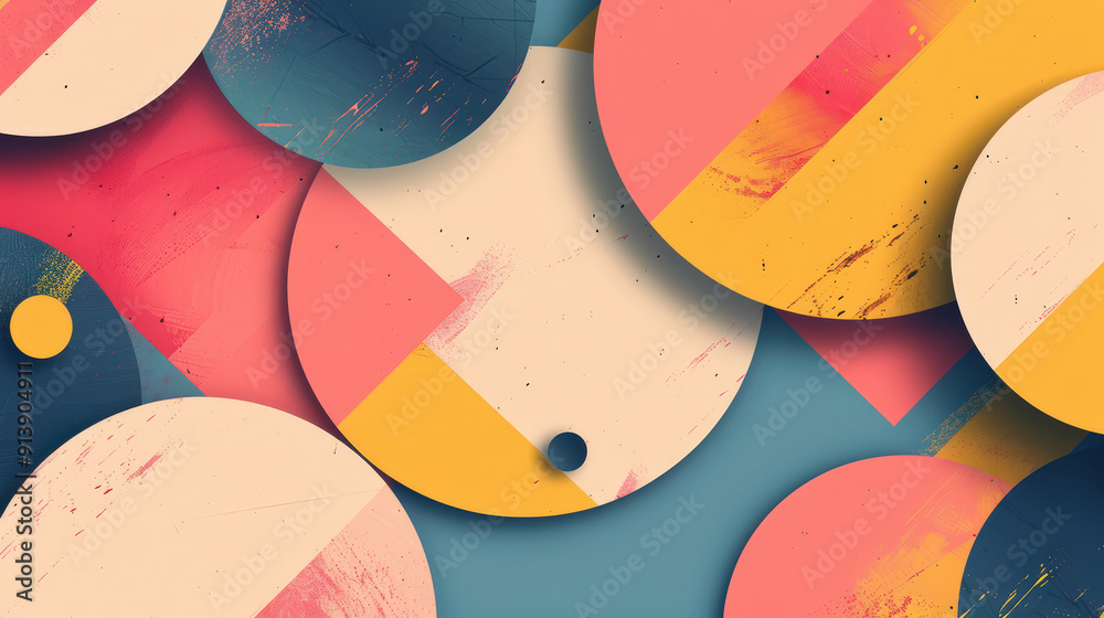Wall mural a colorful abstract background with circles and squares