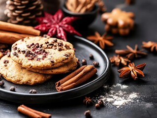 Fototapeta premium Seasonal baking, vibrant colors, delicious dishes, close-up, inviting