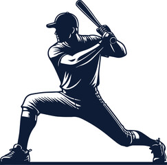 Baseball player Playing pose black silhouette vector on white background