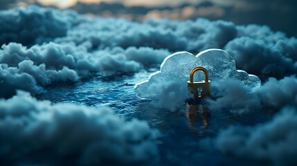 Padlocked Cloud Icon Illustrating Cloud Computing Security and Data Protection Concept