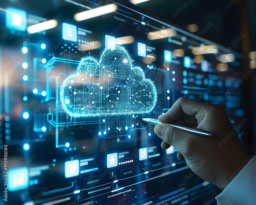 Poster it professional manages digital cloud computing dashboard with analytics and data insights