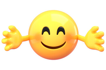 Hugging emoji sticker, 3D rendering transparent background