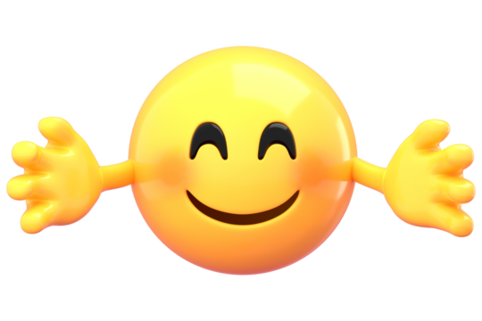 Hugging emoji sticker, 3D rendering transparent background