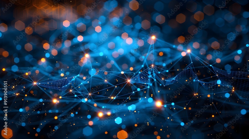 Poster vibrant abstract cloud computing network with interconnected digital nodes
