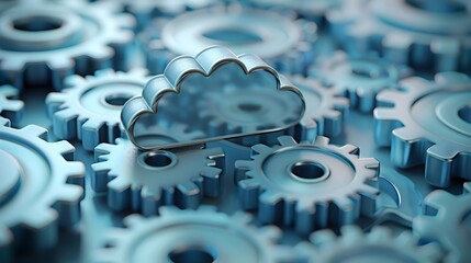 Cloud Icon with Gears Symbolizing Automated Cloud Computing Infrastructure