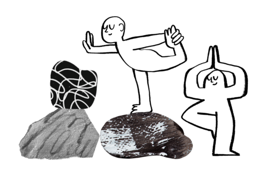 People png doing yoga pose doodle, transparent background