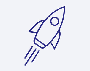 rocket vector icon. Launch spaceship or spacecraft symbol vector
