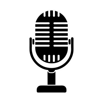 recommend clip art: Black retro vintage silhouette microphone icon and vector illustration 