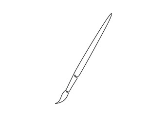 Canvas and paint brush continuous one line drawing vector illustration