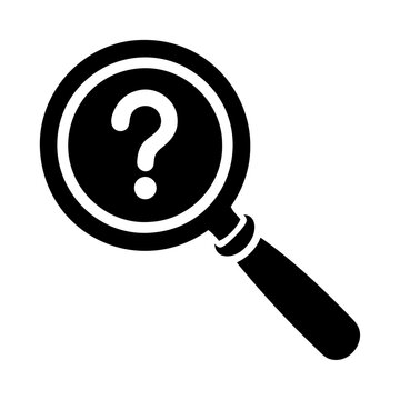 recommend clip art: Magnifying glass question mark black silhouette icon and vector illustration