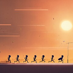 2D Stickman Running Cycle Animation: 8-Step Sequence