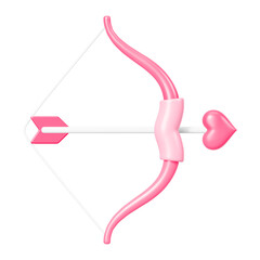 Pink Cupid arrow bow png 3D element, transparent background