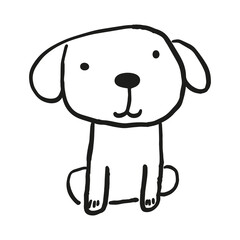 Black doodle cute dog in minimalistic style